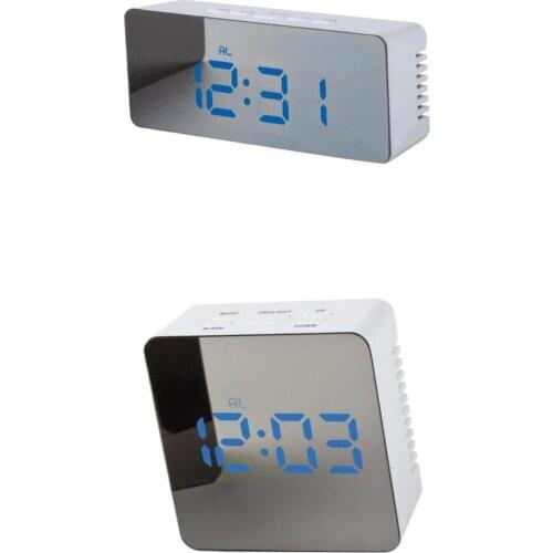 2pcs Easy to Read Alarm Clock Digital Led Dispaly Clock for Elders -Blue