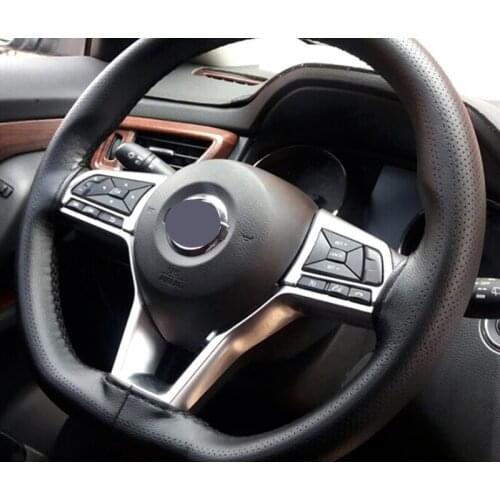 For Nissan Qashqai J11 2018 2019 ABS Matte Steering Wheel Button Cover Trim Chrome Car Stickers Carbon Fiber Style Accessories