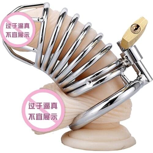 Metal Male Chastity Device Silver Snake-shaped Chastity with Lock Male Chastity Cock Cages Sex Toys For Men Penis Rings