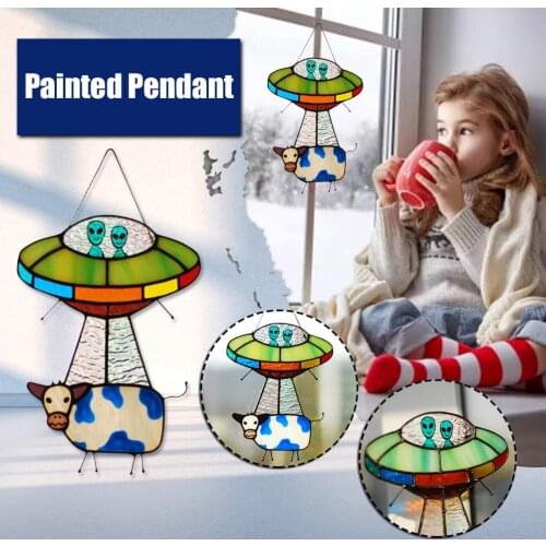 Multicolor Acrylic Suncatcher Window Panel Cow Ornaments Pendant Home Decoration