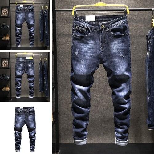 Mens jeans Korean style light cat high waist loose jeans men 2021 new straight