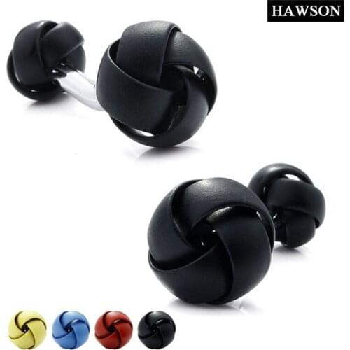 HAWSON French Shirt Cufflinks for Suit Shirt 4 Colors Knot Cuff Links for Men with Free Box