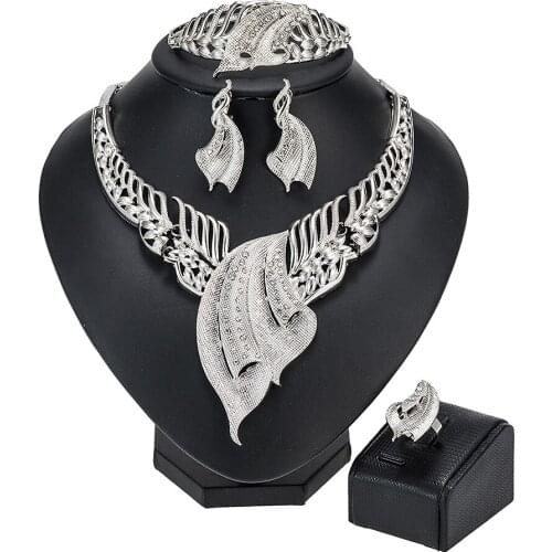 MUKUN Fashion and exquisite luxury jewelry necklace earrings 4-piece set wedding bride bridesmaid zircon jewelry for Angela girl