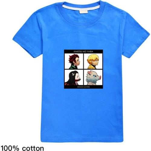 2020 New Anime Harajuku Shirt Girls Baby Demon Slayer Fine Blade Keychain Kids T Shirts Children Boys Clothes Birthday Halloween