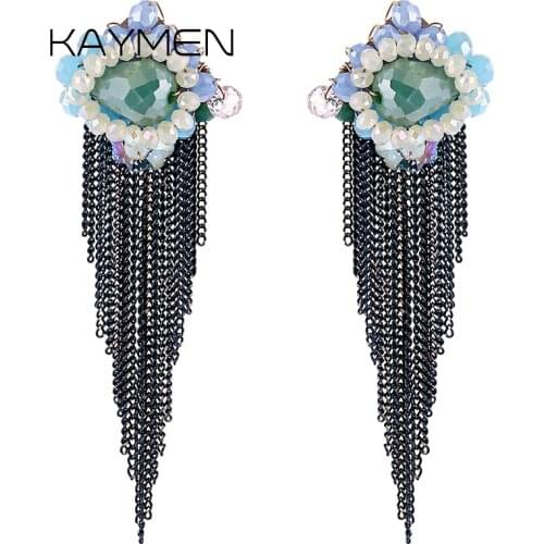New Arrival Crystal Beads Knitting Tassels Earrings Womens Fashion Handmade Drop Dangle Earrings Wedding Party Gift Earrings