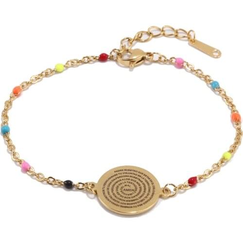 New Bible Verse Prayer Jewelry, Stainless Steel Gold tone Chain Bracelet for woman