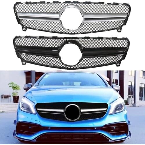 Front Bumper Racing Grill Billet Grille Cover For Mercedes-Benz W176 A-Class 2016-2018 AMG Style