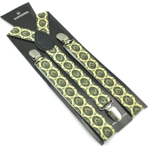 Fashion New Women Men Unisex Clip-on Braces Elastic Slim Suspender 1Inch Wide small skull and Portrait people Male Pants Braces