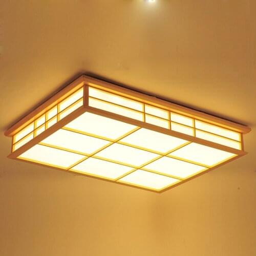 Teahouse ceiling lamp Japanese style tatami lamp Rectangle ceiling lights LED wooden lighting foyer dining room bedroom lamp