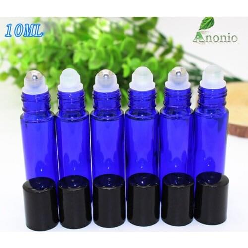 Roll on glass bottle 10ml Blue Glass Bottles Essential Oils roll on deodorant bottles Hlass Roller Bottle With Metal Ball H001B