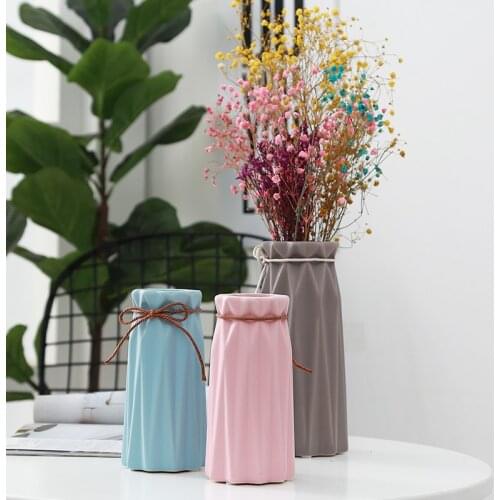 Nordic style ceramic vase decoration modern minimalist living room table decorations artificial dried flowers vase for homes