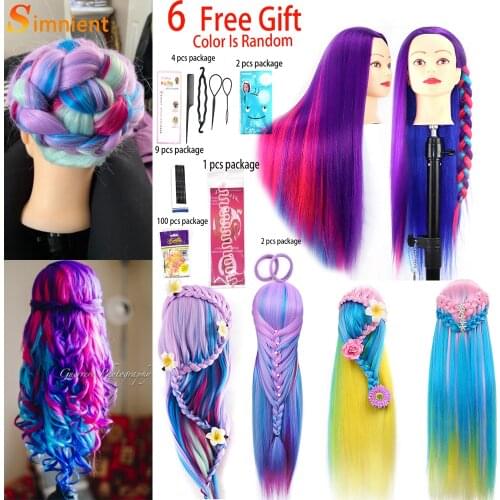 28Inch Mannequin Head Synthetic Fiber Hair Styling Training Head Dolls For Cosmetology Manikin Maniquin Practice Head with Stand