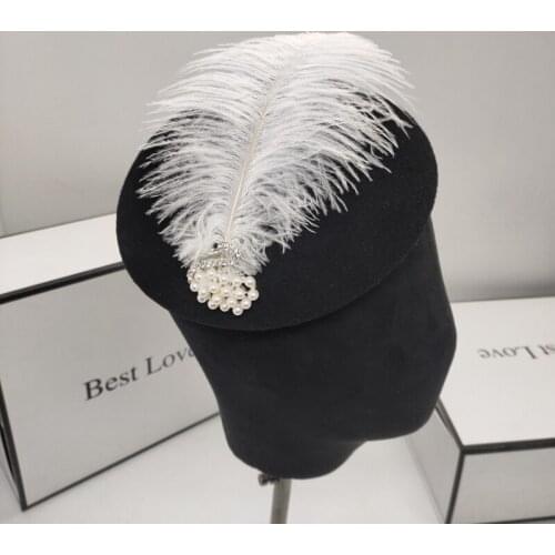 High-end wool Fascinators Small feather pearl decoration aristocratic wind costly redesigns the wedding dance little beret