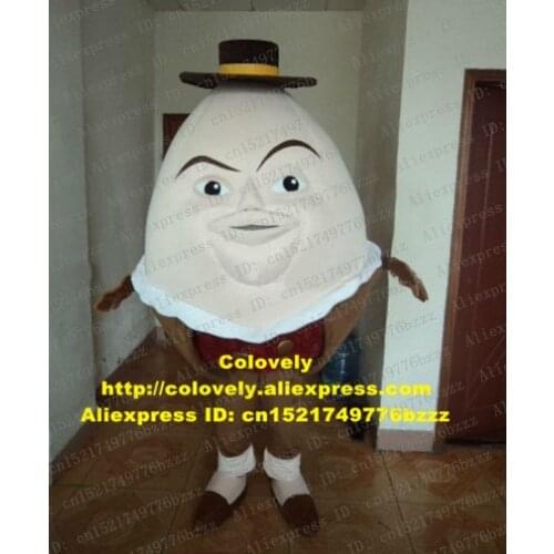 Vivid White Humpty Dumpty Puss In Boots Shrek Mascot Costume Mascotte Egg White Skin Black Hat Big Eyes No.4160 Free Shipping
