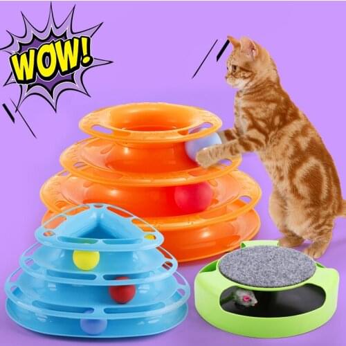Funny Pet Toys Cat Ball Disk Interactive Amusement Plate Play Disc Trilaminar Turntable Cat Toy
