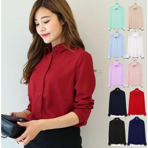 BomHCS Women Long Sleeve Chiffon Blouse Shirt Casual Ladies Top Blusas Camisas Femininas Blouses F224CX1
