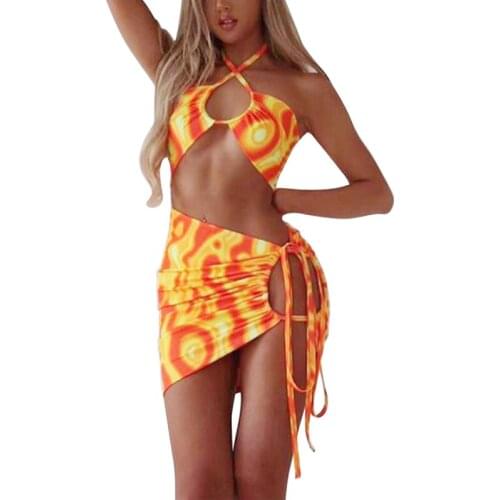 Women Dresses 2021 Sleeveless Off Shoulder Wrapped Party Slimming Neck-Hanging Pleated Dye Midi Dress