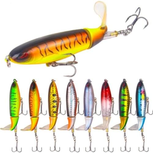 1Pcs Whopper Popper Topwater lure Minnow Fishing Lure 13.2g 10cm Artificial spinner bait drag Plopper Rotating Tail fake lure