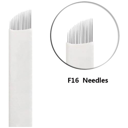 100Pcs 16 Pin Needle 16U Shape Eyebrow Tattoo Superior Microblading Blades For Permanent Makeup Manual Pen 3D Eyebrow Embroidery