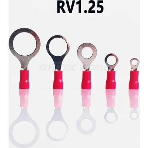 100pcs Wire connector Ring insulated terminal Insulation Terminal RV1.25-3 RV1.25-4 RV1.25-5 Wire Cable Connector wire terminal
