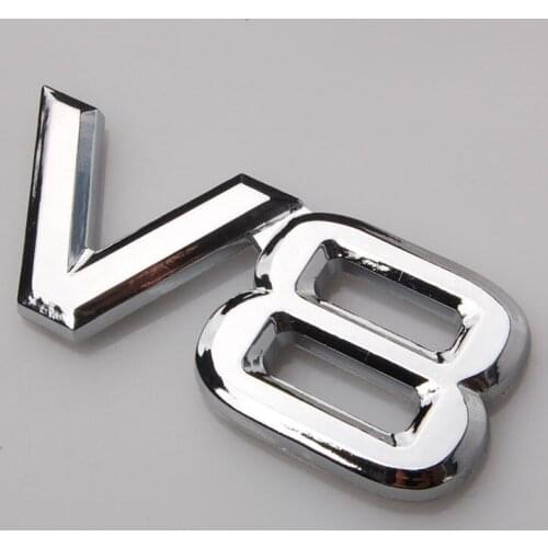 1x Universal Chrome 3D Metal V8 Car Auto Trunk Sticker Emblem Decal Fender Badge bumper stickers fit for A1-8 allroad Q3-5 R8 S3