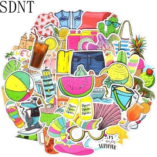 50 PCS Summer Vsco Stickers Sunlight Surf Beach Travel Cute Cartoon Stickers Girl DIY Suitcase Bike Car Laptop Sticker Big Size