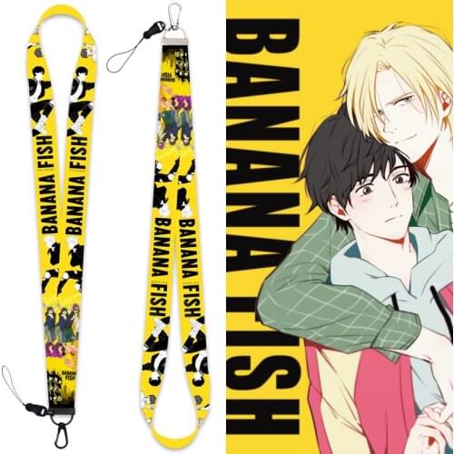 Anime Banana Fish Cosplay Accessories Prop Polyester KeyChain Cell Phone Neck Strap ID Lanyards Keychain
