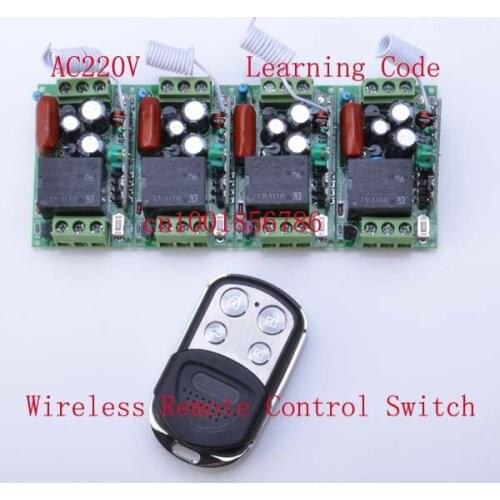 220V 1CH 10A RF Wireless Remote Control Power Switch System ;4 Receivers+1 Transmitter Duplicating Copied Cloning Remote Control