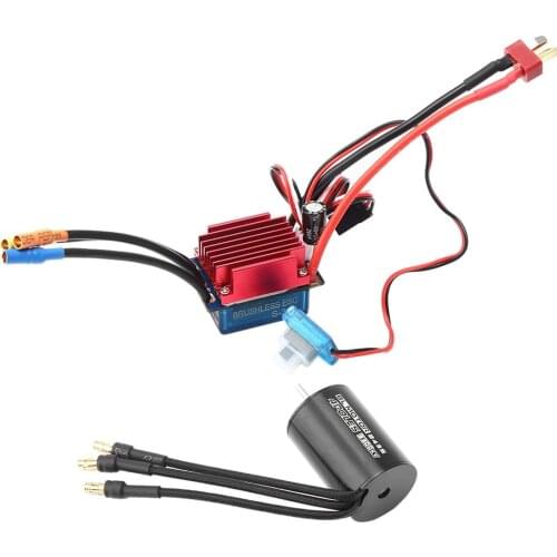 RC 2435 KV4800 / 4500 / 3300 4P Sensorless Brushless Motor with 25A Brushless ESC for 1/16 1/18 RC Car Off Road Truck