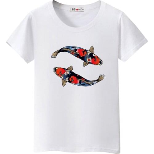 BGtomato 3D fish tshirt beautiful 3D t shirt women creative design haut femme friends kawaii tshirt cool fish streetwear modis