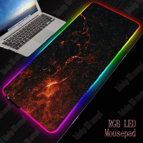 Space Stars Nebula Large Gaming Mouse Pad RGB XXL Computer Mat LED Backlit Mat Mause Carpet Desk Mat for CSGO Keyboard PC Pad