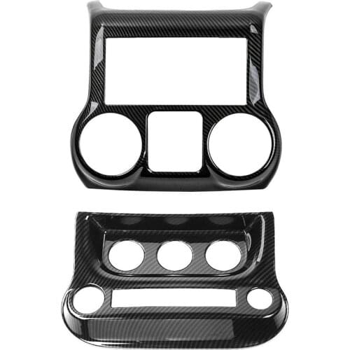 For Jeep Wrangler JK JKU 2011-2017 Carbon Fiber Central Control Dashboard & Air Conditioning Switch Frame Cover Trim Kit