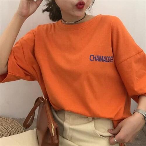 Basic Style T shirts Women Spring Summer Letters Print Short Sleeve O Neck Women Tops Slim Fit T shirt Woman