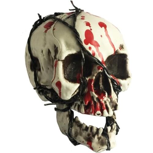 Halloween Bloody Broken Teeth Skull 100% Plastic Life Size Skull for Halloween Props