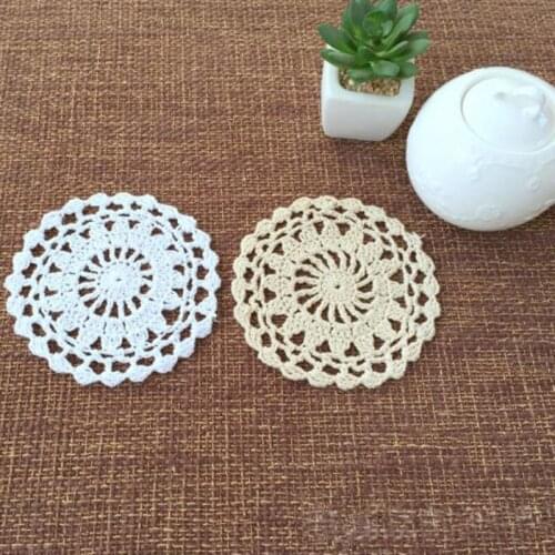 10PCS/LOT Round doily cotton hand made Crochet cup mat, white and beige 10CMX10CM Round Coaster Place Mat