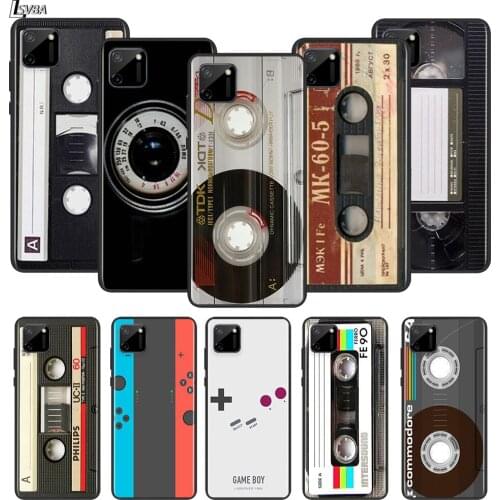 Magnetic tape Cassette audio tape For OPPO Realme Narzo 20 C2/3/11/12/15/17 X2 X3 X7 XT X50 Q2i V3 V5 V15 Pro Black Phone Case