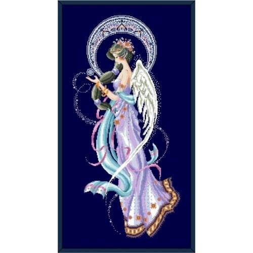 Moon fairy Bella cross stitch kit aida fabric 18ct 14ct 11ct deep blue canvas cotton thread beads embroidery craft set