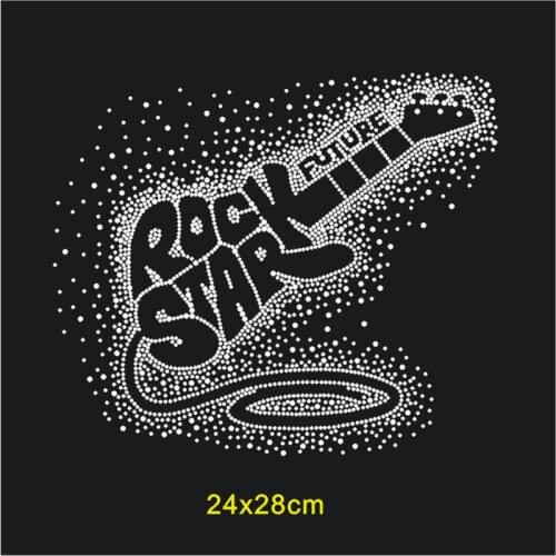 SINUAN Rhinestone Transfers Hot-Fix Strass Music Rhinestone Stickers Rock Patch T-Shirt Applique Clothes Accessories