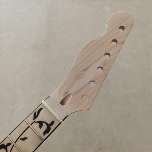Unfinished Reverse head Electric guitar neck 22 fers Maple fingerboard replacement black vine inlay