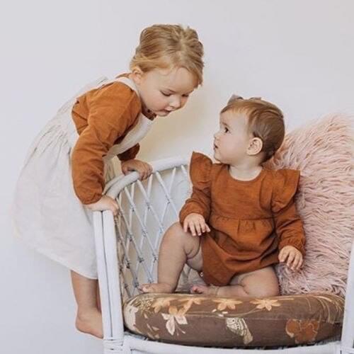 2020 new Pudcoco Solid Cotton Baby Autumn Rompers Vintage Baby Girl Romper Long Sleeve Baby Clothes 3m - 3Years