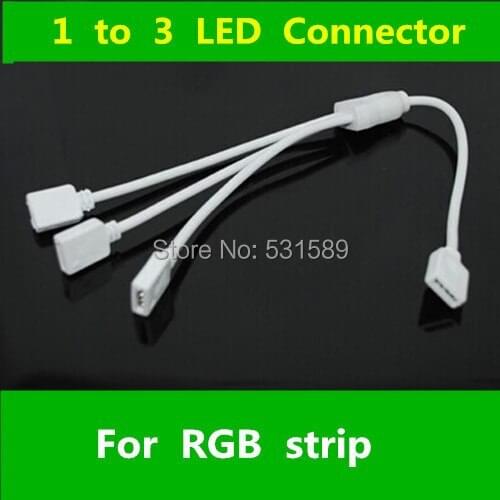 Wholesale 100PCS 1 to 3 LED Female RGB strip Connector Cable