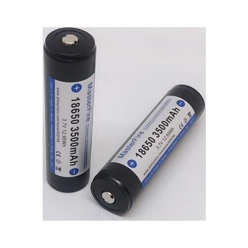 2PCS/LOT MasterFire 18650 3500mAh 3.7V 12.95Wh 10A Rechargeable Battery Lithium Protected Batteries with PCB Made in Japan