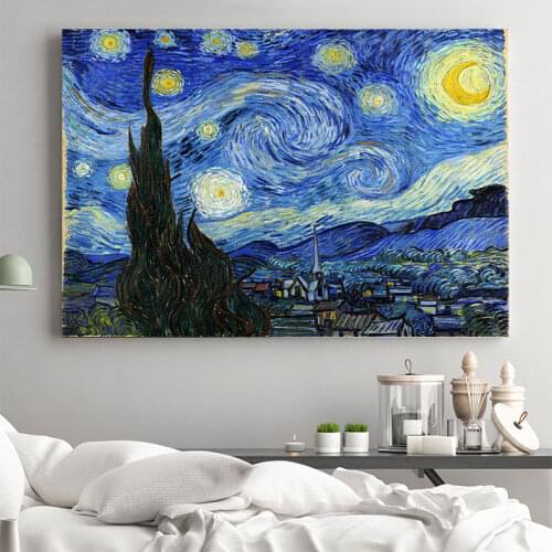 Van Gogh Starry Night Abstract Landscape Canvas Poster Abstract Painting Modern Living Room Decor Art Shout Canvas Painting