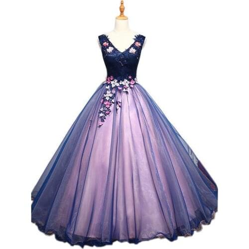 Quinceanera Dresses Mrs Win The Prom Sexy V-neck Dress Luxuey Lace Floor-length Party Dress Fashion Formal Dresses Plus Szie