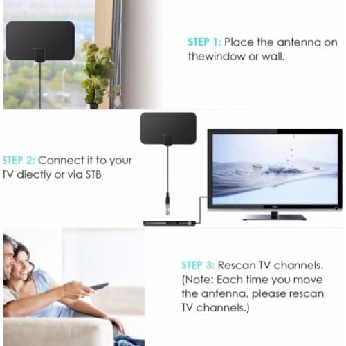 1pc Kebidumei Flat Indoor TV Antenna Aerial Digital HDTV Antenna 50 Miles Range car antenna