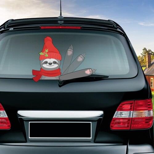 A Lovely Sloth Removable Car Styling Waving Wiper Sticker and Decals PVC Rear Window Windshield Stickers Auto Decors Accessories