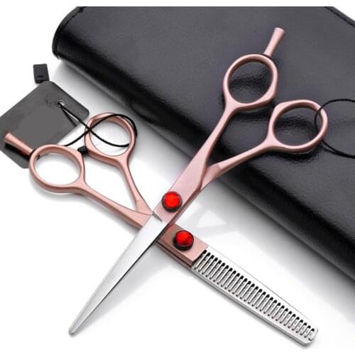 Professional japan 440 steel 6 inch Rose gold cut hair scissors set cutting barber haircut thinning shears hairdressing scissors