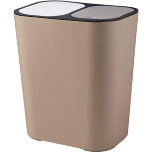 Trash Can Rectangle Plastic Push-Button Dual Compartment 12liter Recycling Waste Bin Garbage Can D1