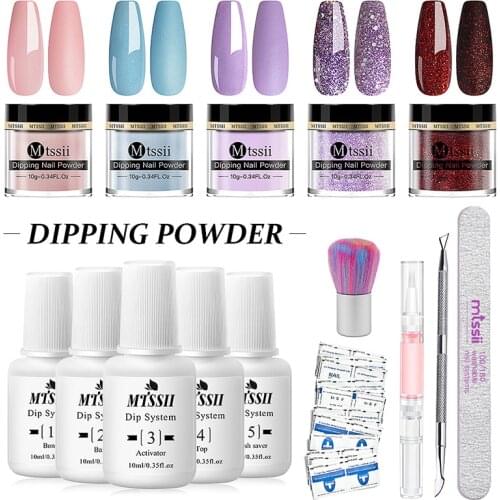 Mtssii 11/12Pcs Dipping Nail Powder Set 10g Dip Glitter Powder Dust Natural Dry Without Lamp Cure Dippping System Powder Kit
