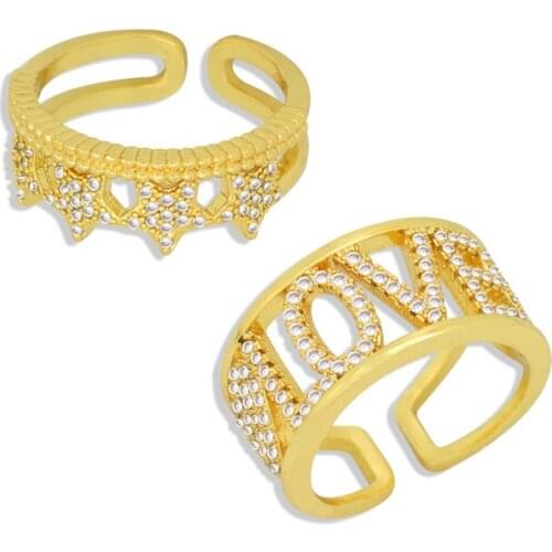 Luxury Shiny Stone Brands Ring for Woman Engagement Gift Gold Color Star Love Rings Cubic Zirconia Jewelry bague femme